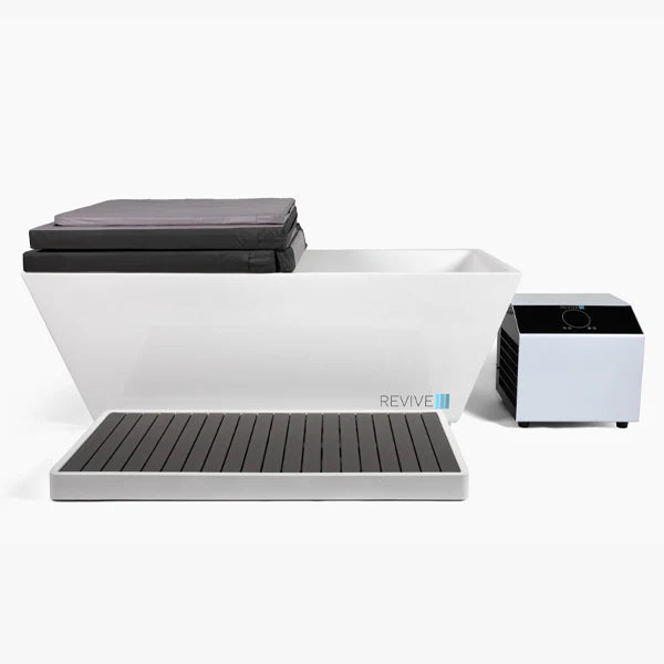 White cold tub with 'REVIVE' branding on a white background