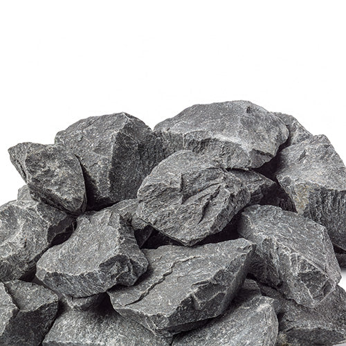 Pile of gray rocks on a white background
