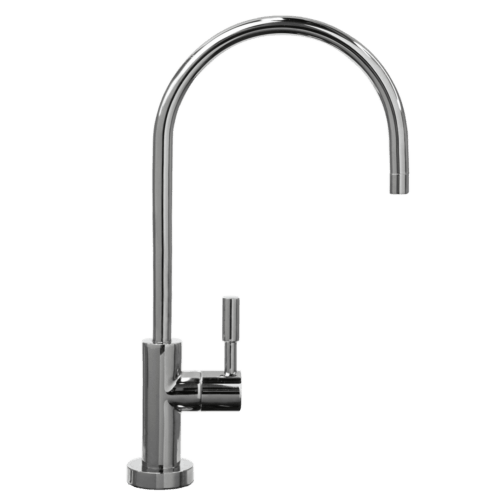 Chrome kitchen faucet on a transparent background