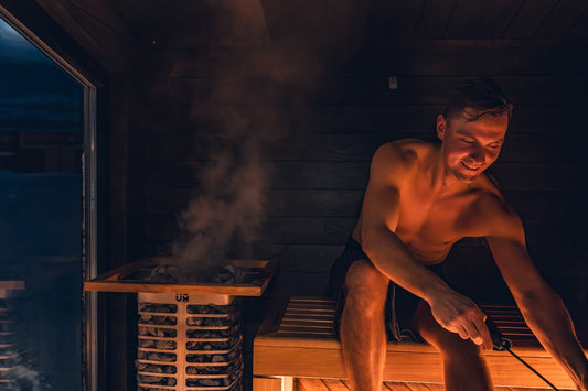 Man sitting in a hybrid sauna