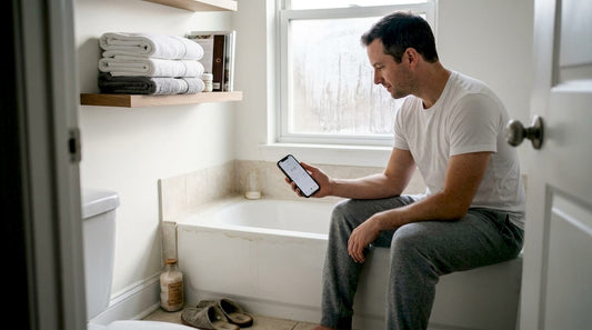 Man preparing for home contrast therapy session