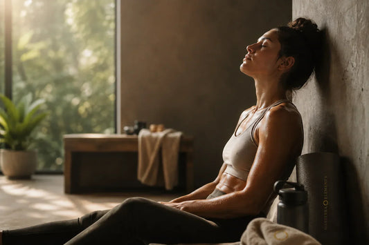 Woman sitting and resting after a workout