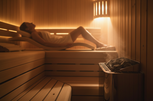 woman relaxing in a sauna
