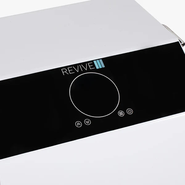 Black electronic device with 'REVIVE' branding on a white background