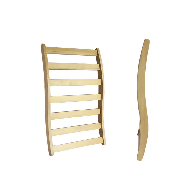 Wooden ladder shelf on a white background