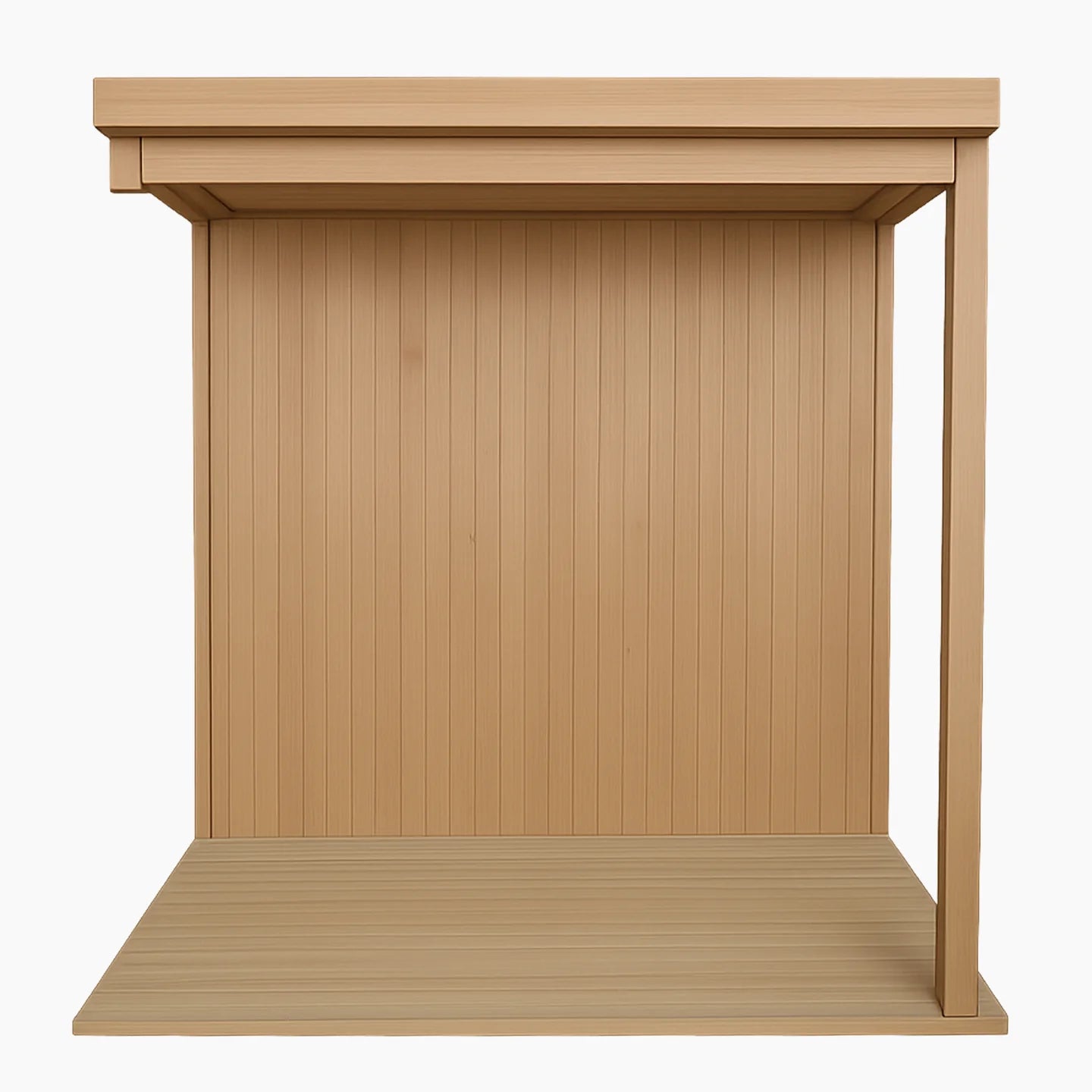 Wooden shelf with a white background