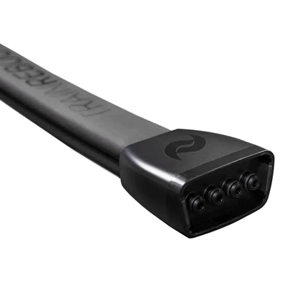 Black electronic cable connector on a white background