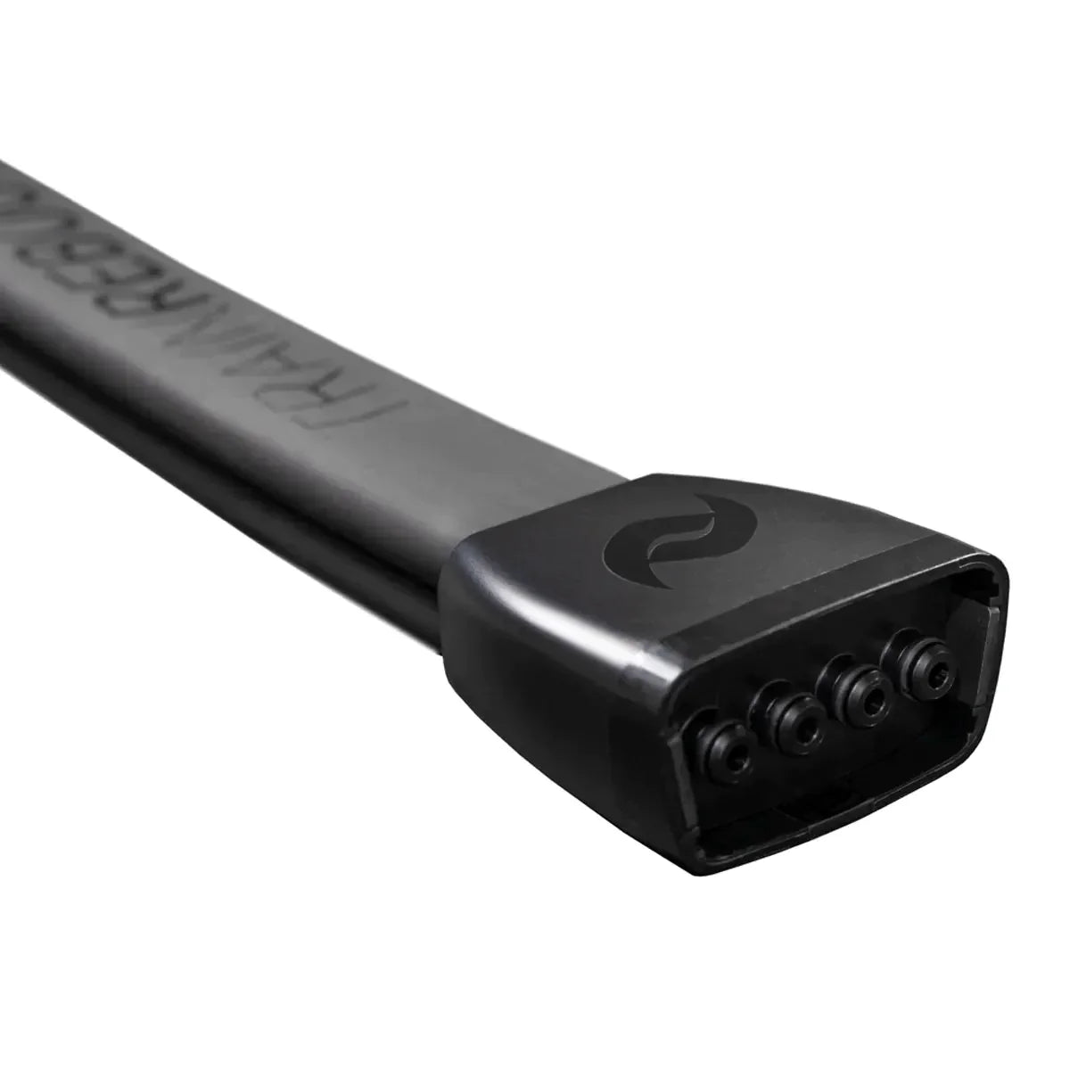 Black charging cable with connector on a white background