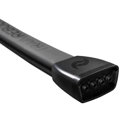 Black charging cable with connector on a white background