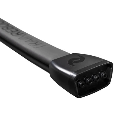 Black cable attachment on a white background