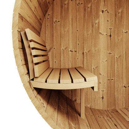 wood bench in a sauna