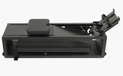 Black exercise bench on a white background