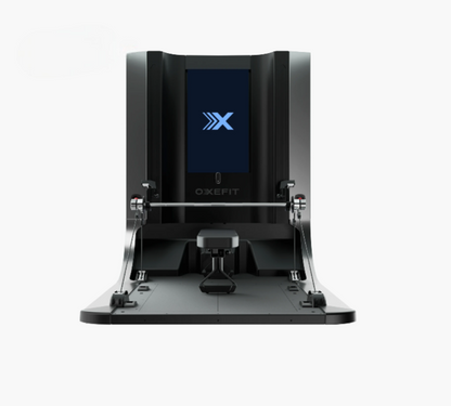 Black device with a screen displaying 'X' logo on a white background