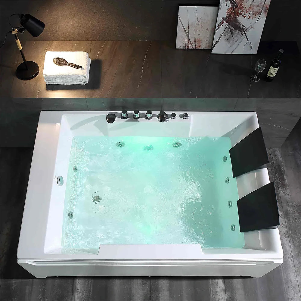 Modern bathtub with LED lighting in a bathroom setting