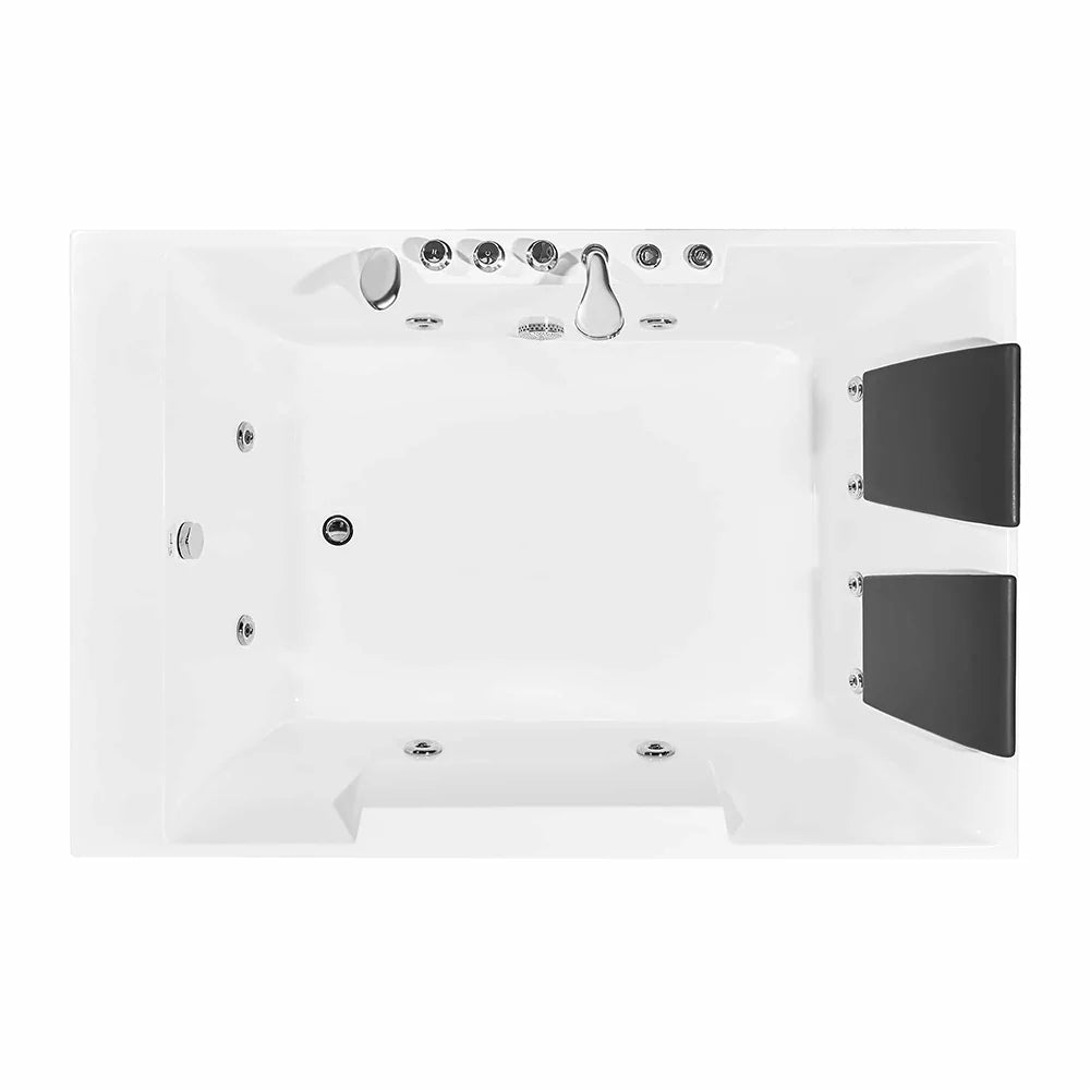 White hot tub with black interior on a white background
