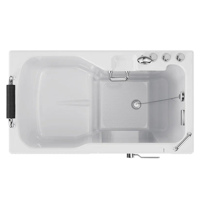 White bathtub with chrome fixtures on a white background