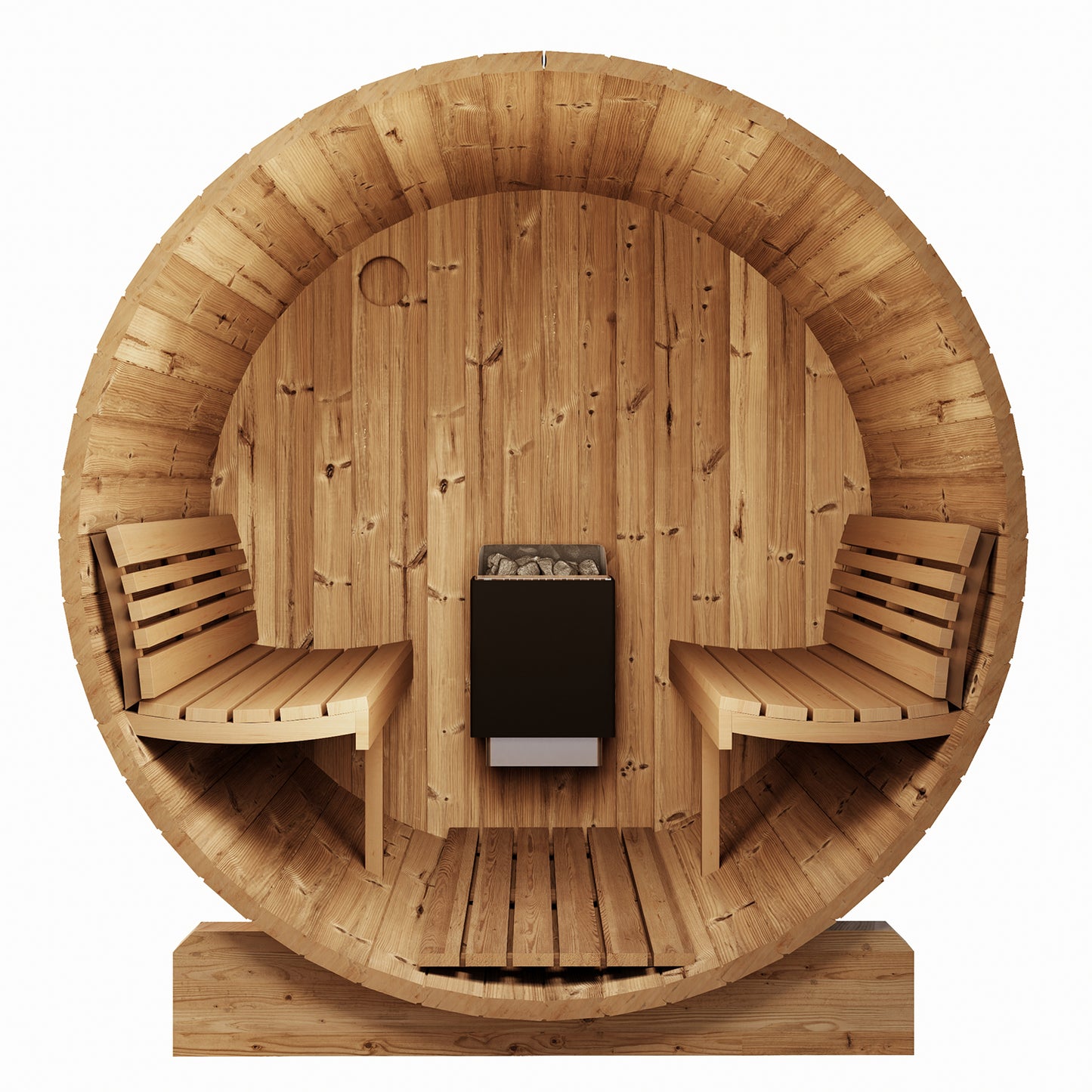 sauna interior with wood benches on a white background