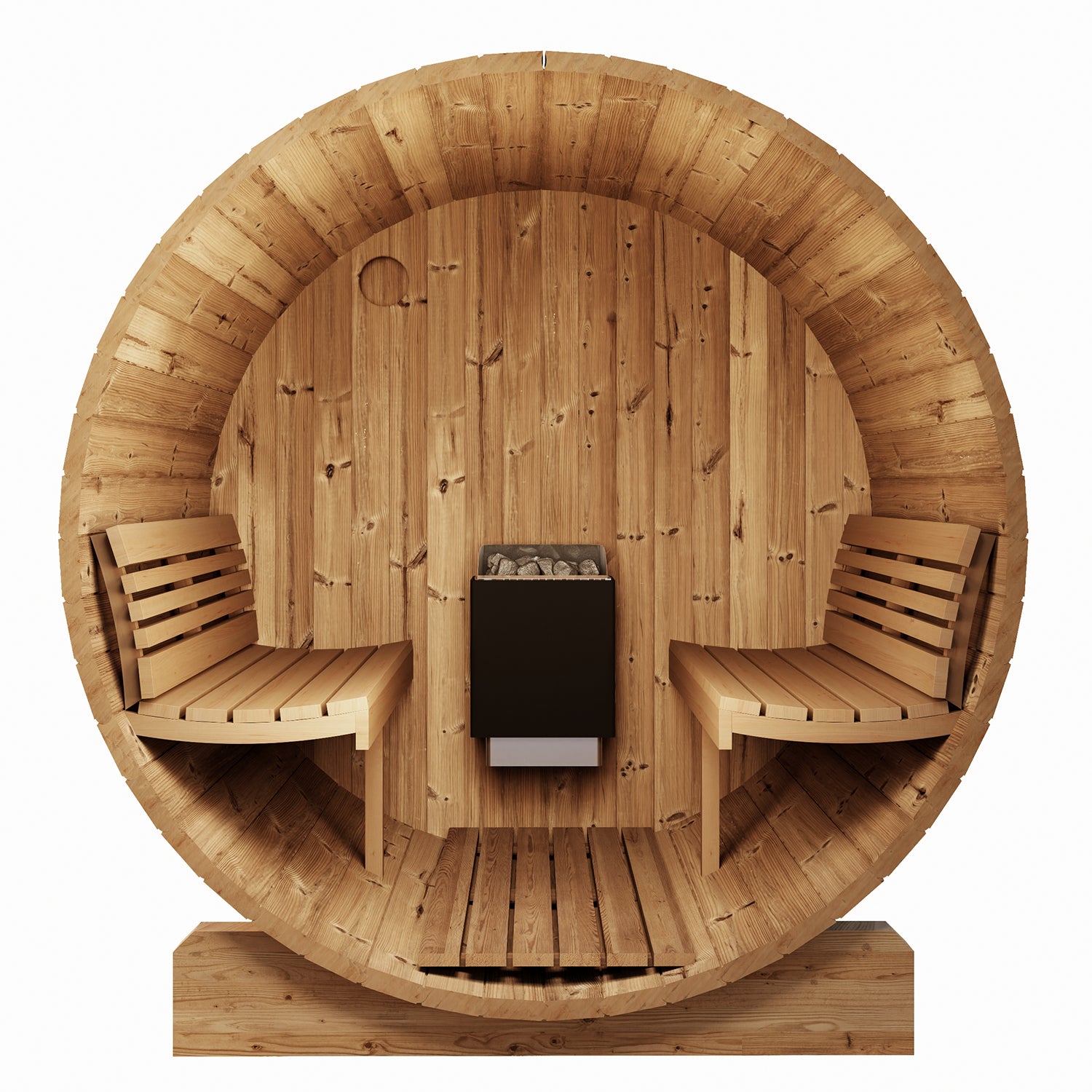 sauna interior with wood benches on a white background