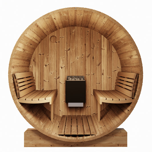 sauna interior with wood benches on a white background