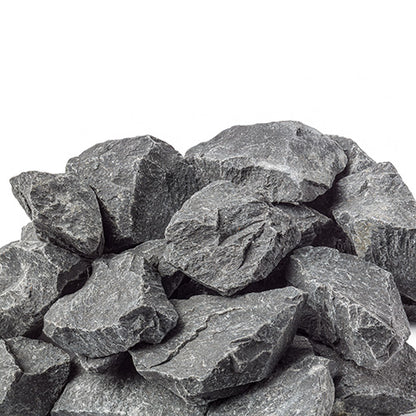 Pile of gray rocks on a white background