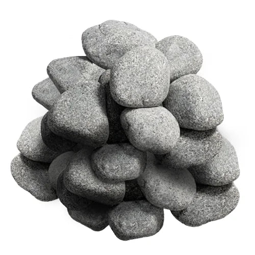 Pile of gray stones on a white background