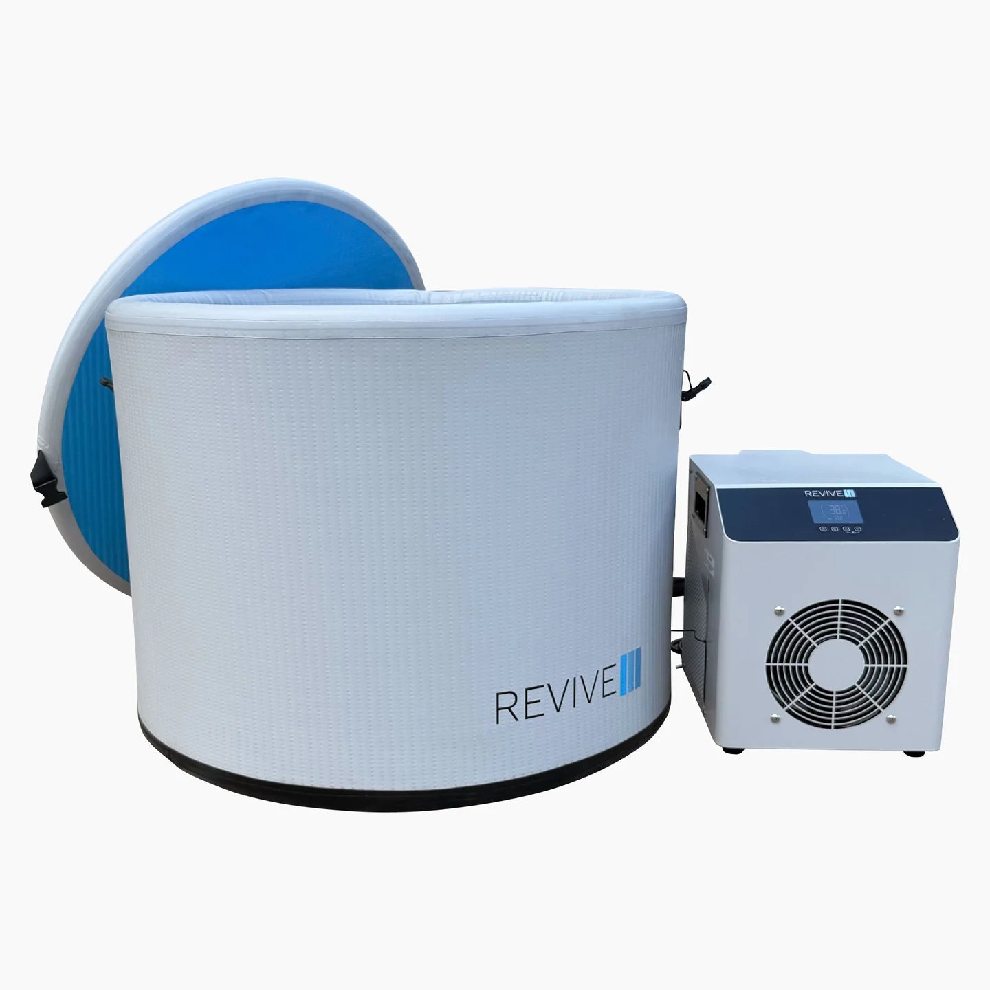 Revive cold tub with control unit on a white background