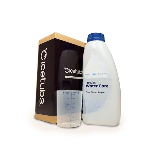 Icetubs water care product with packaging on a white background
