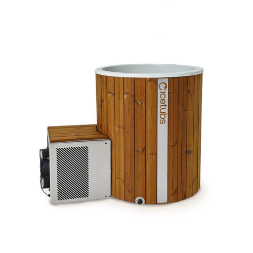 Wooden cold plunge on a white background