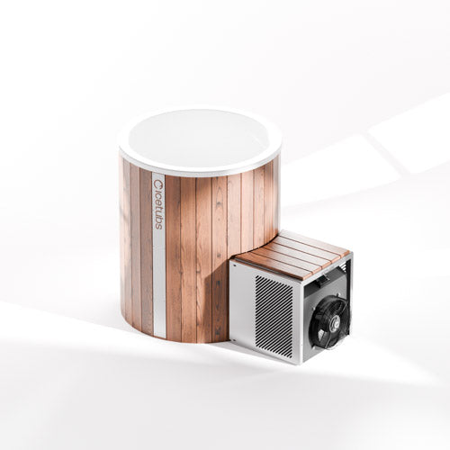 Wooden cold plunge on a white background