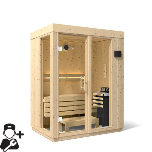 Wooden sauna on a white background