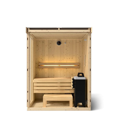 Wooden sauna on a white background