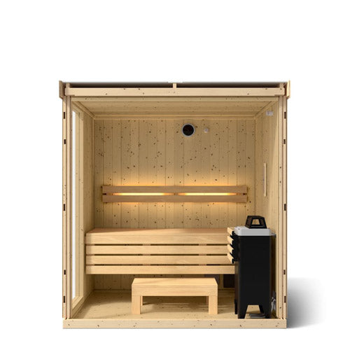Wooden sauna on a white background