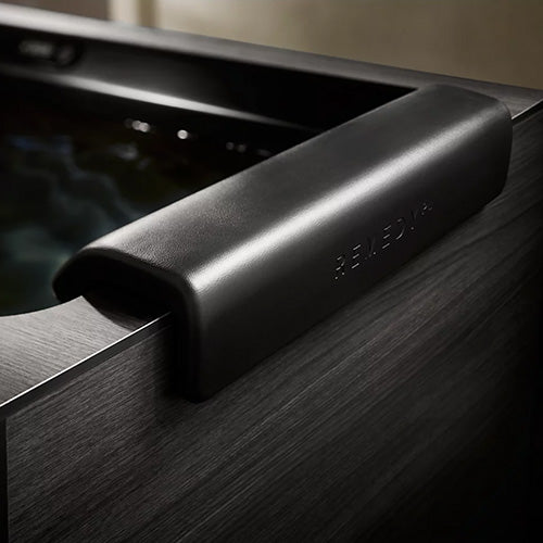 Close up of black headrest