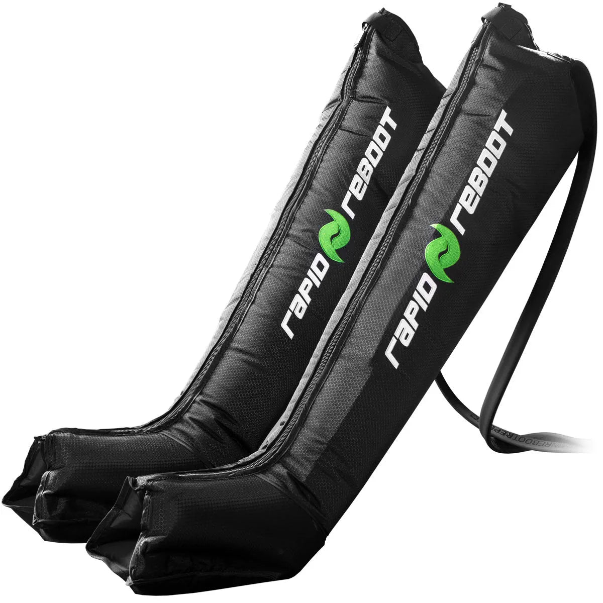 Black compression boots with 'rapid reboot' branding on a white background
