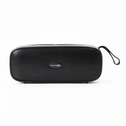 Black Saunalife speaker on a white background