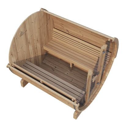 Wooden bench with curved backrest on a white background
