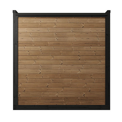 Wooden panel with black frame on a white background