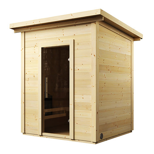 wood sauna on a white background