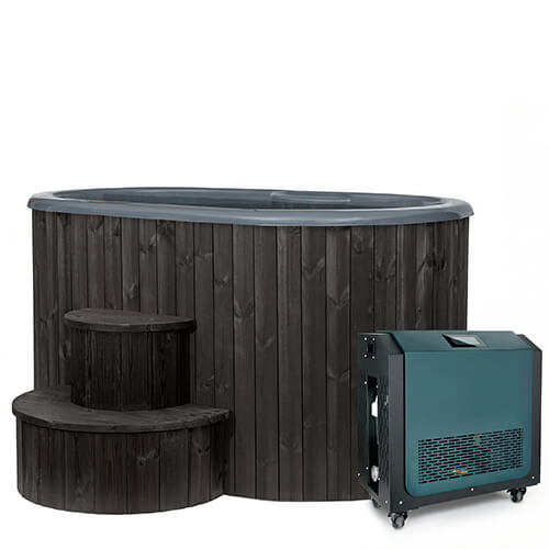 SaunaLife S2BC Package 2-Person Black Immersion Tub with Chiller/Heater