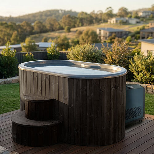 SaunaLife S2BC Package 2-Person Black Immersion Tub with Chiller/Heater