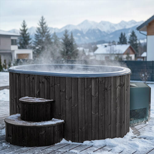 SaunaLife S2BC Package 2-Person Black Immersion Tub with Chiller/Heater