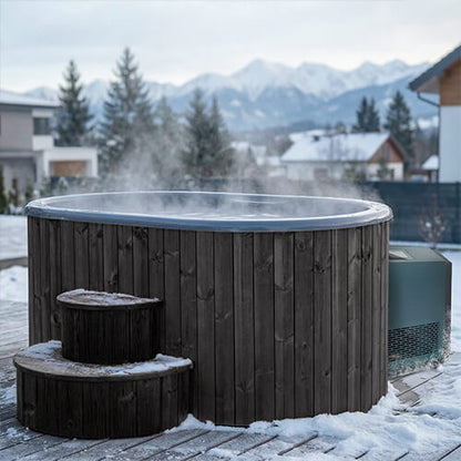 SaunaLife S2BC Package 2-Person Black Immersion Tub with Chiller/Heater