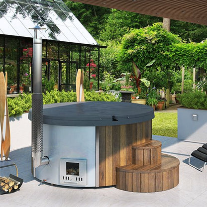 Hot tub in a garden