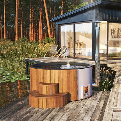 Hot tub in a garden