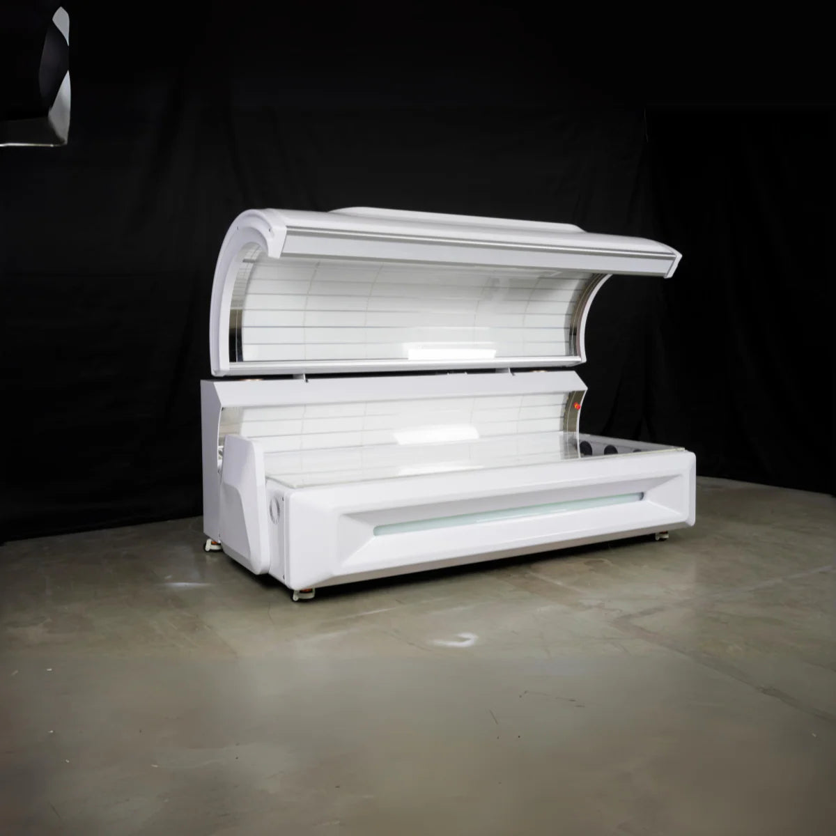 White red light bed on a black background