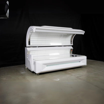 White red light bed on a black background