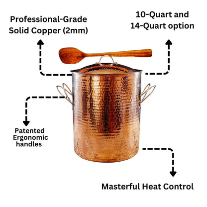 Sertodo Copper Hammered Stock Pot