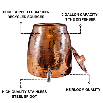 Sertodo Copper Niagara Water Dispenser with Lid