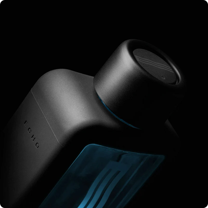 close-up of the water bottle on a black background