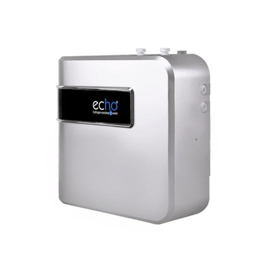 White hydrogen generator with 'echo' branding on a transparent background